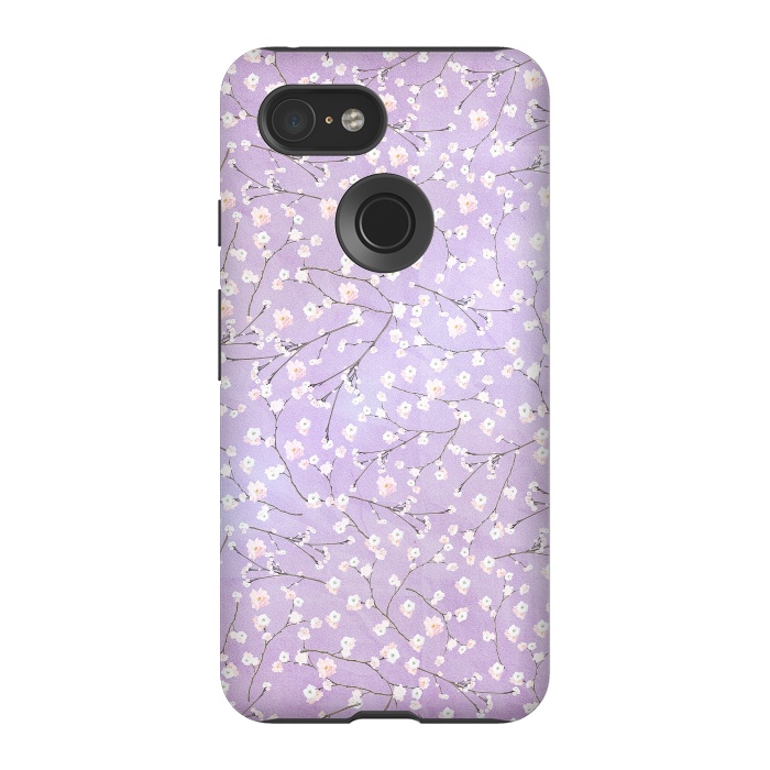 Pixel 3 StrongFit Purple Watercolor Spring Cherry Blossom Pattern by  Utart