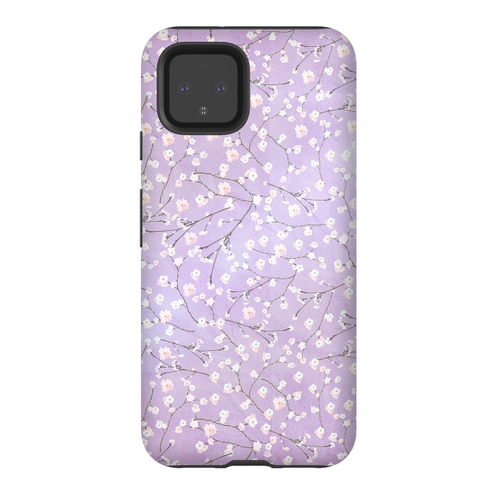 Pixel 4 StrongFit Purple Watercolor Spring Cherry Blossom Pattern by  Utart