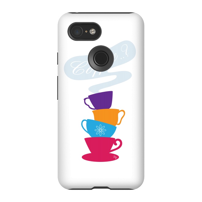 Pixel 3 StrongFit Bright Coffee Cups by Martina
