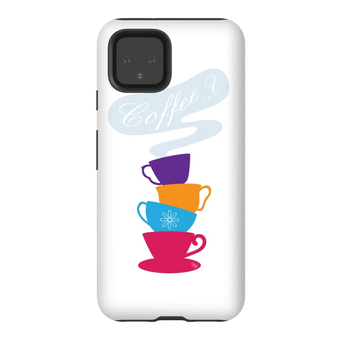 Pixel 4 StrongFit Bright Coffee Cups by Martina
