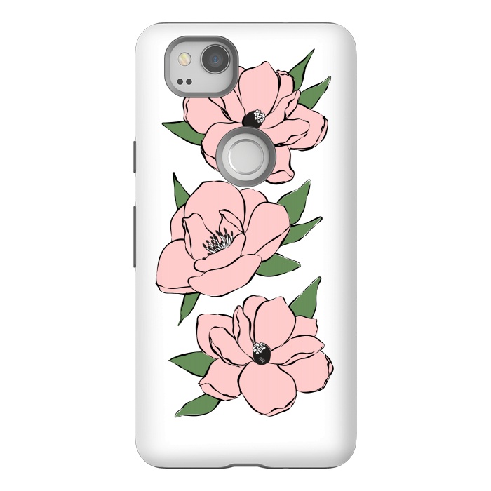 Pixel 2 StrongFit Big Pink Flowers by Martina