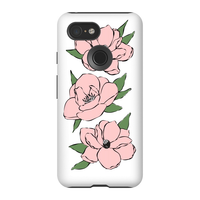Pixel 3 StrongFit Big Pink Flowers by Martina