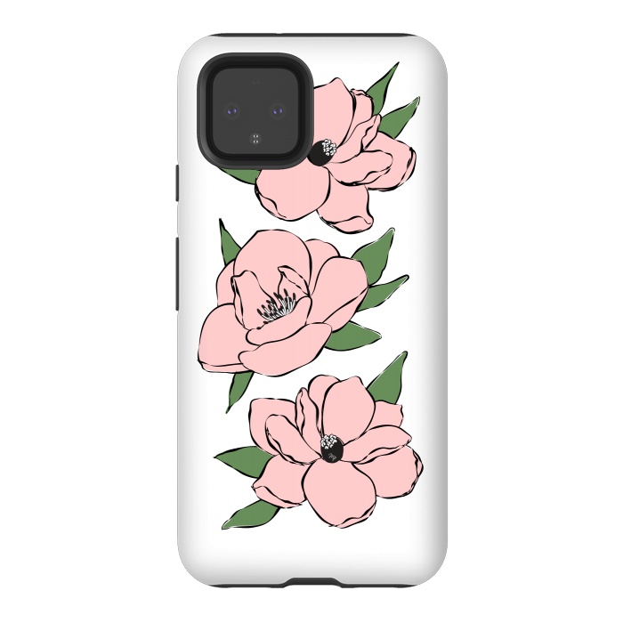 Pixel 4 StrongFit Big Pink Flowers by Martina