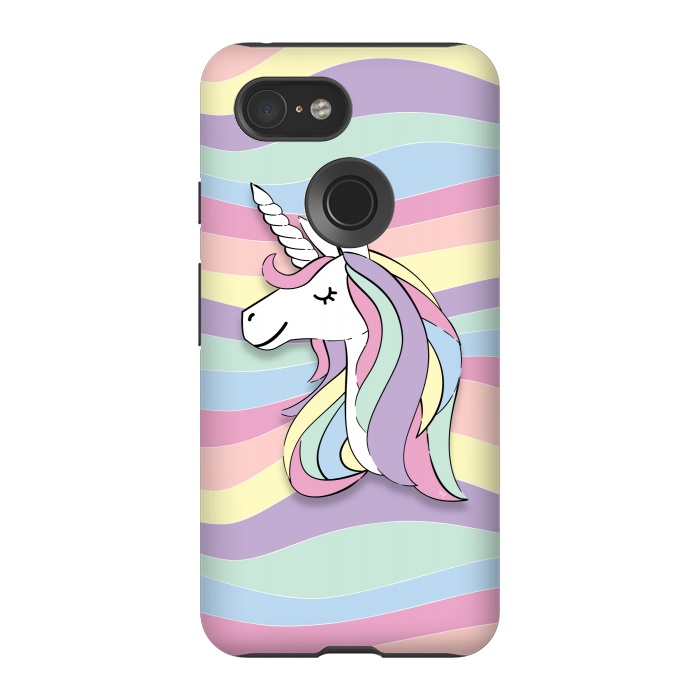 Pixel 3 StrongFit Cute Rainbow Unicorn by Martina