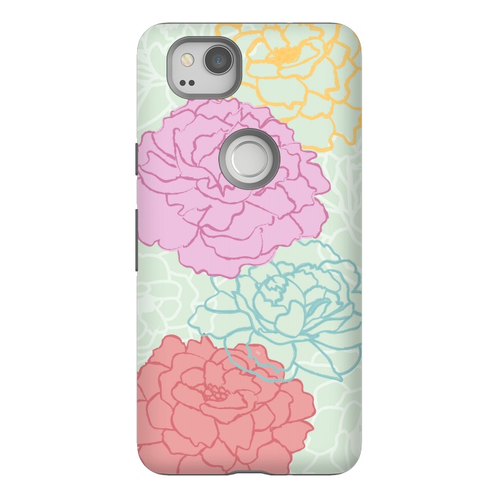 Pixel 2 StrongFit Pretty pastel peonies by Martina