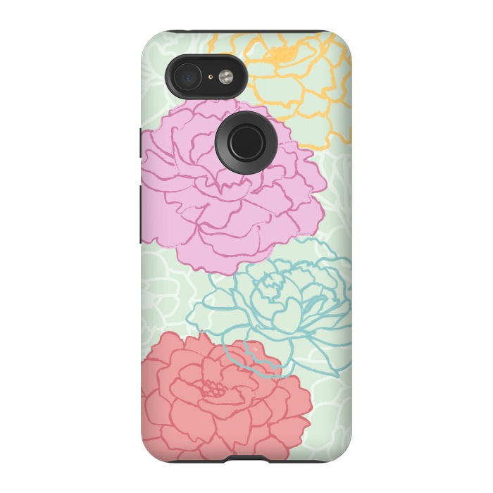 Pixel 3 StrongFit Pretty pastel peonies by Martina