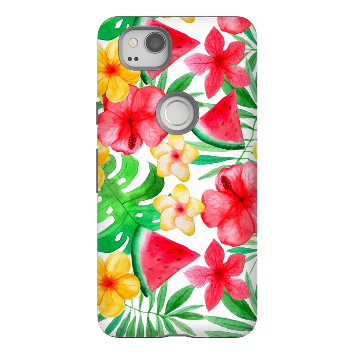Pixel 2 StrongFit Aloha Tropical Hibiscus and Melon Pattern by  Utart