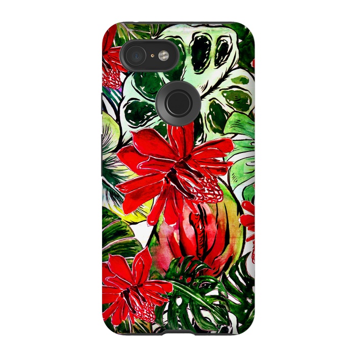 Pixel 3 StrongFit Aloha Tropical Passiflora Jungle by  Utart