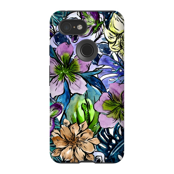 Pixel 3 StrongFit Purple Aloha Hibiscus Tropical Flower Pattern by  Utart