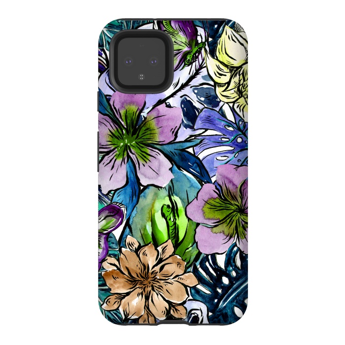 Pixel 4 StrongFit Purple Aloha Hibiscus Tropical Flower Pattern by  Utart
