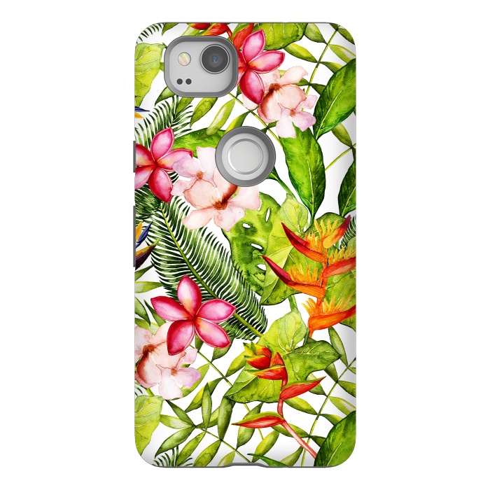 Pixel 2 StrongFit Aloha Tropical Flower Jungle Pattern by  Utart