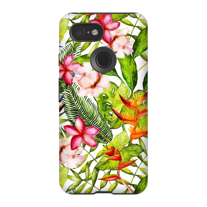 Pixel 3 StrongFit Aloha Tropical Flower Jungle Pattern by  Utart