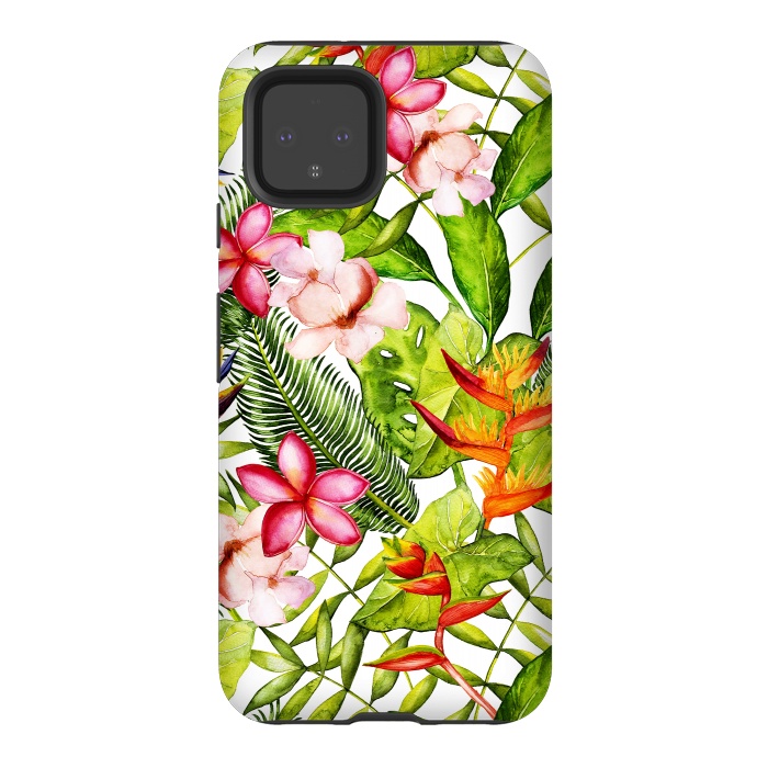 Pixel 4 StrongFit Aloha Tropical Flower Jungle Pattern by  Utart