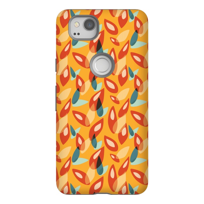 Pixel 2 StrongFit Orange Blue Yellow Abstract Autumn Leaves Pattern by Boriana Giormova