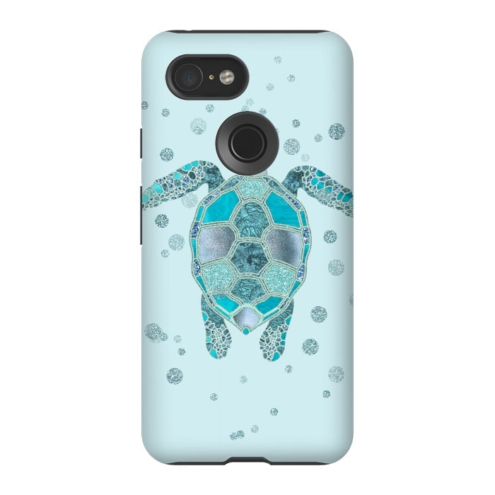 Pixel 3 StrongFit Underwater Glamour Turtle by Andrea Haase