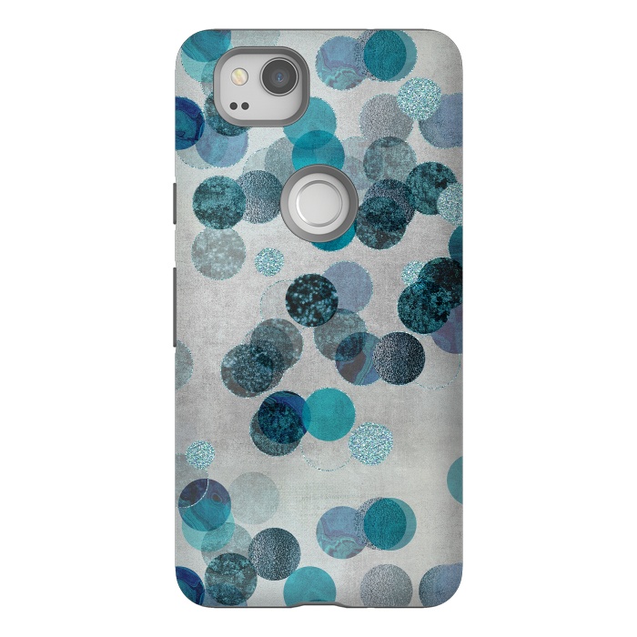 Pixel 2 StrongFit Fancy Faux Glitter Dots In Teal And Turquoise by Andrea Haase