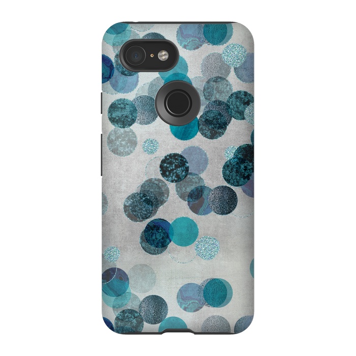Pixel 3 StrongFit Fancy Faux Glitter Dots In Teal And Turquoise by Andrea Haase