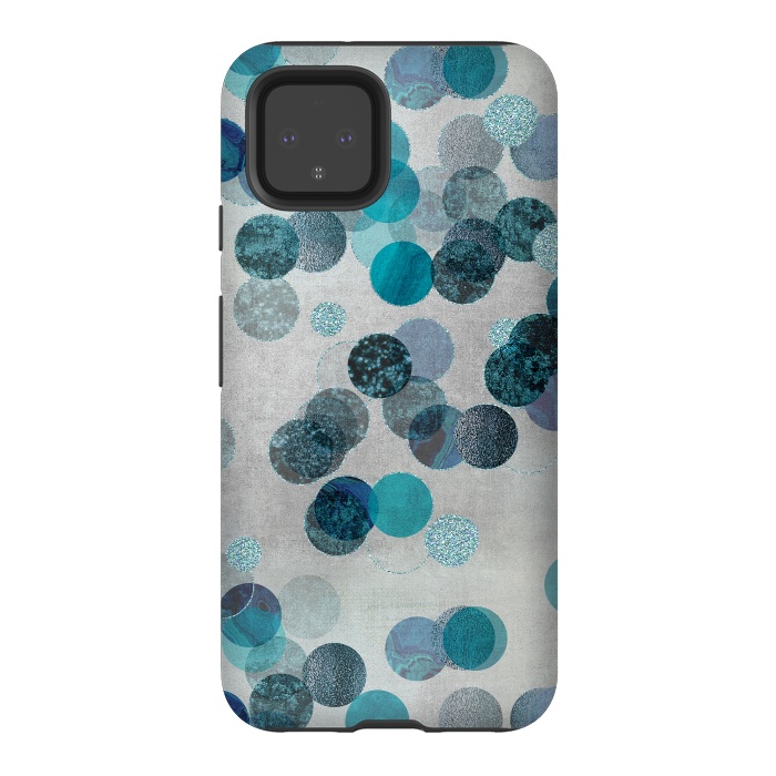 Pixel 4 StrongFit Fancy Faux Glitter Dots In Teal And Turquoise by Andrea Haase