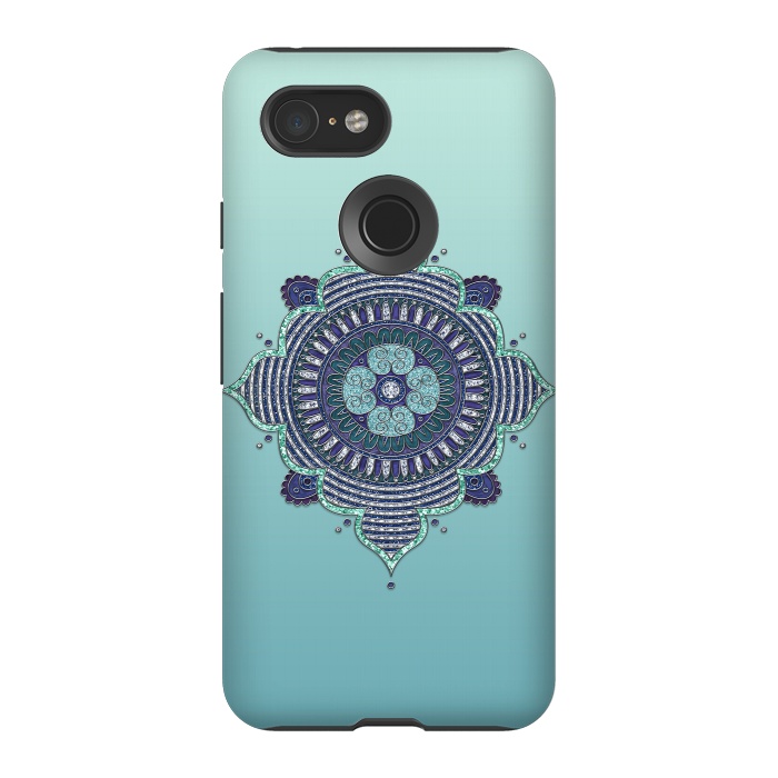 Pixel 3 StrongFit Precious Turquoise Mandala Ornament by Andrea Haase