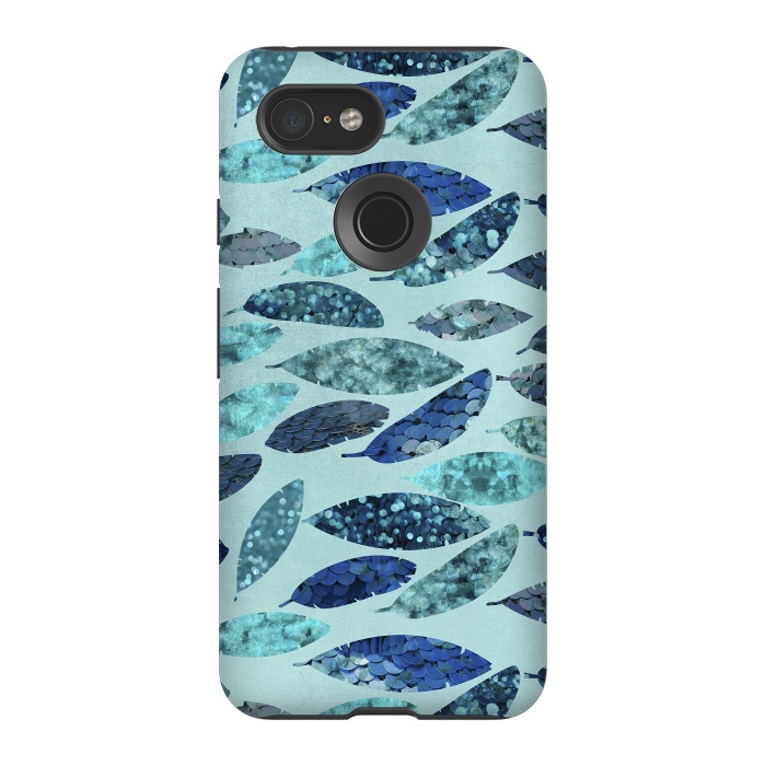 Pixel 3 StrongFit Sparkling Mermaid Feathers Blue And Teal by Andrea Haase