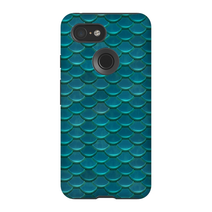 Pixel 3 StrongFit Shiny Green Mermaid Scales by Andrea Haase