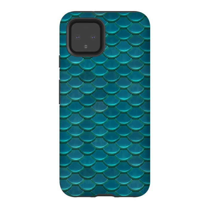 Pixel 4 StrongFit Shiny Green Mermaid Scales by Andrea Haase