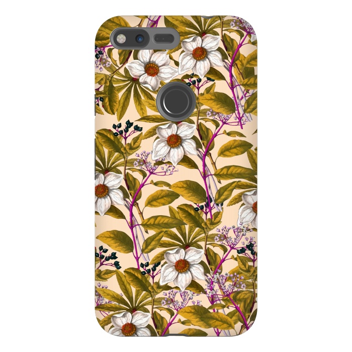 Pixel XL StrongFit White Sepia Flora by Creativeaxle