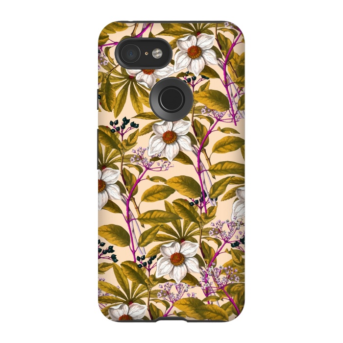 Pixel 3 StrongFit White Sepia Flora by Creativeaxle