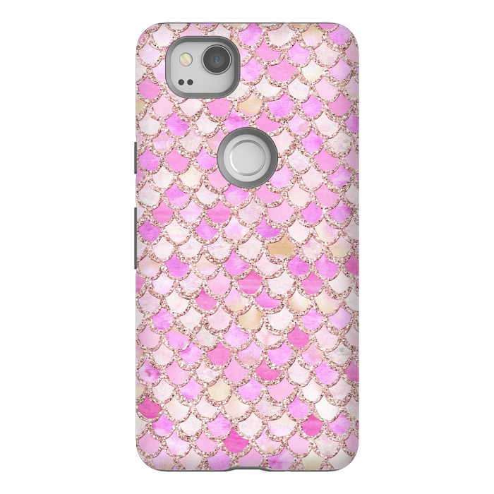 Pixel 2 StrongFit Light Pink hand drawn mermaid scales by  Utart