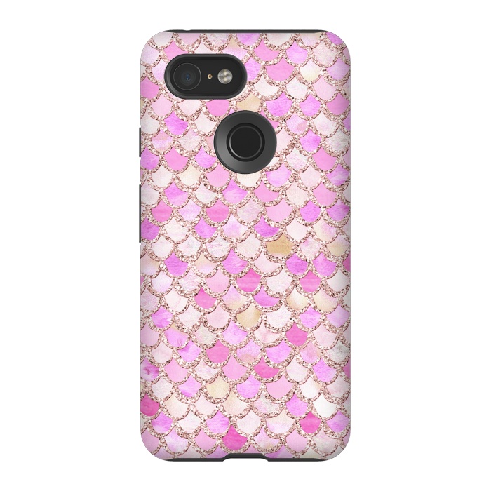 Pixel 3 StrongFit Light Pink hand drawn mermaid scales by  Utart