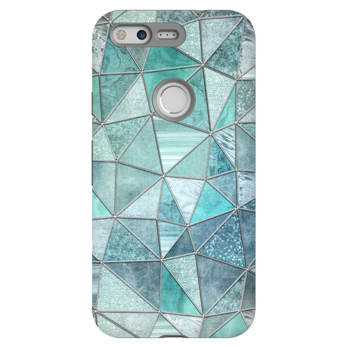 Pixel StrongFit Stained Glass Glamour Teal And Turquoise by Andrea Haase