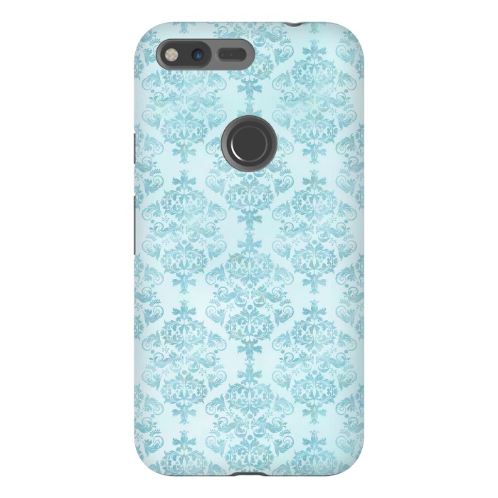 Pixel XL StrongFit Teal Watercolor Damask Pattern by Andrea Haase