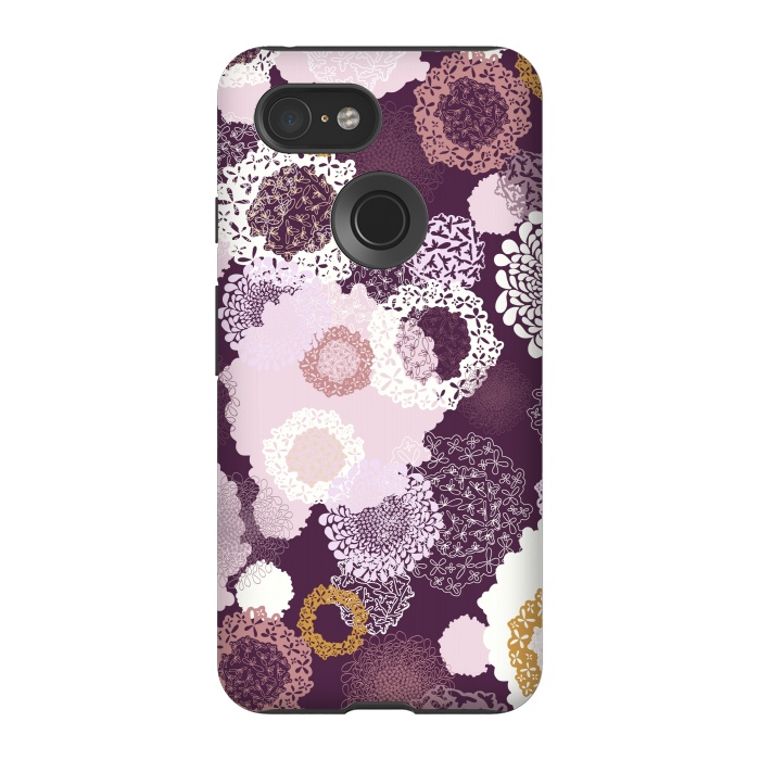 Pixel 3 StrongFit Doily Flowers on Purple by Paula Ohreen