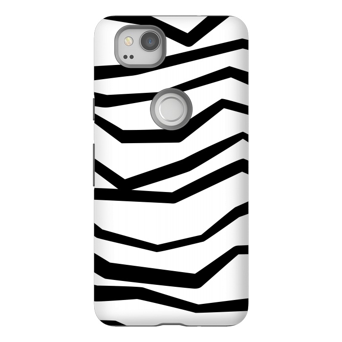 Pixel 2 StrongFit Wavy Zig Zag Stripes Black And White 2 by Andrea Haase