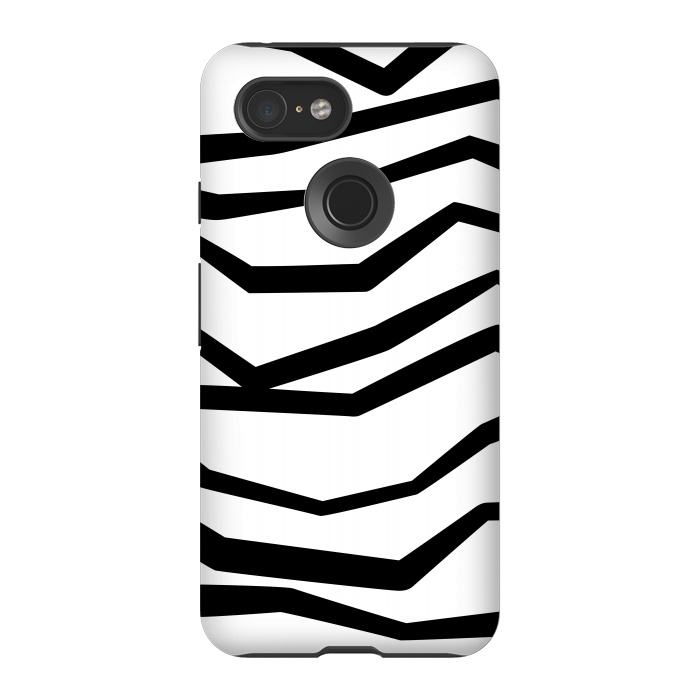 Pixel 3 StrongFit Wavy Zig Zag Stripes Black And White 2 by Andrea Haase