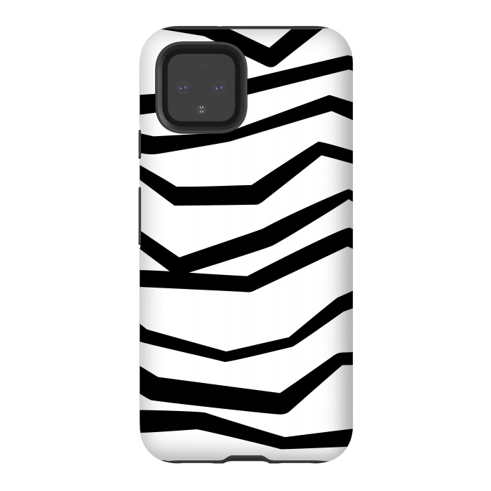 Pixel 4 StrongFit Wavy Zig Zag Stripes Black And White 2 by Andrea Haase