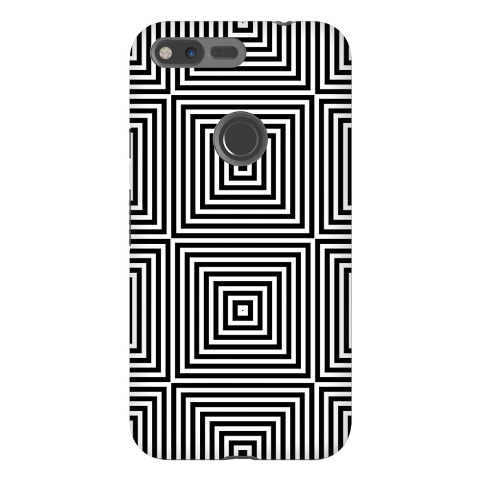 Pixel XL StrongFit Optical Illusion Black And White Squares by Andrea Haase