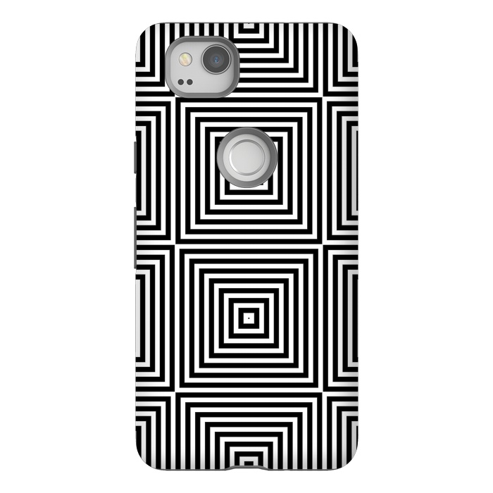 Pixel 2 StrongFit Optical Illusion Black And White Squares by Andrea Haase