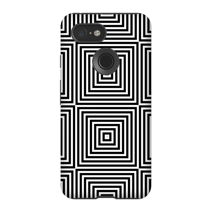 Pixel 3 StrongFit Optical Illusion Black And White Squares by Andrea Haase