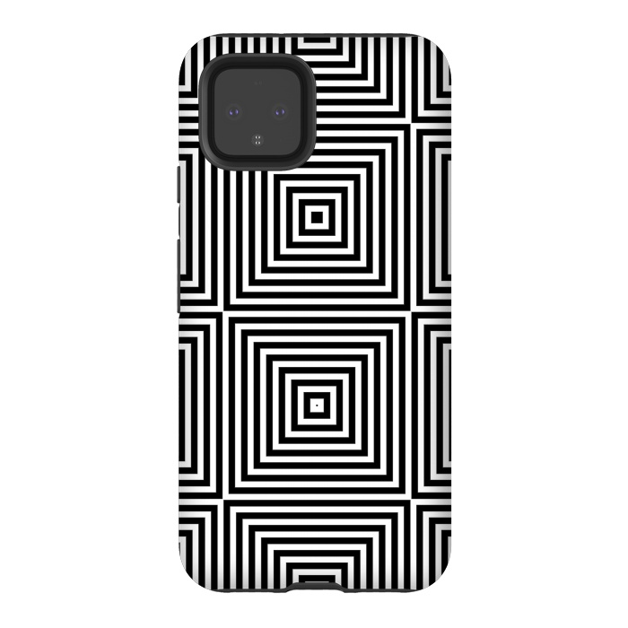 Pixel 4 StrongFit Optical Illusion Black And White Squares by Andrea Haase