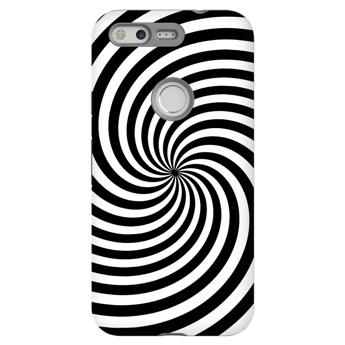 Pixel StrongFit Concentric Spiral Op Art Black And White 2 by Andrea Haase