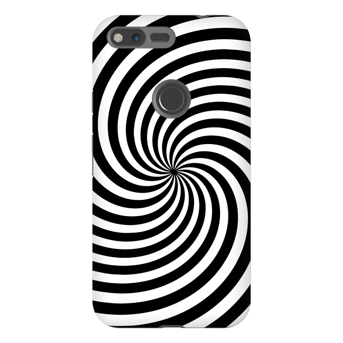 Pixel XL StrongFit Concentric Spiral Op Art Black And White 2 by Andrea Haase
