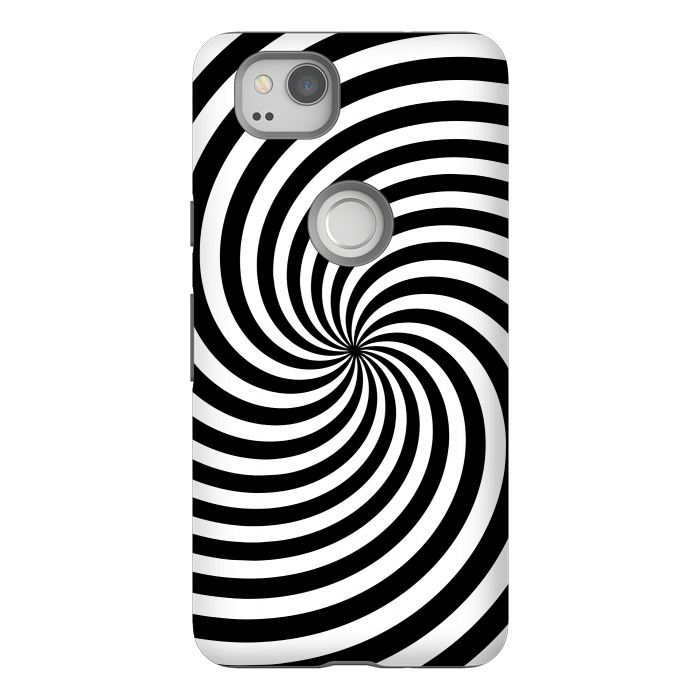 Pixel 2 StrongFit Concentric Spiral Op Art Black And White 2 by Andrea Haase