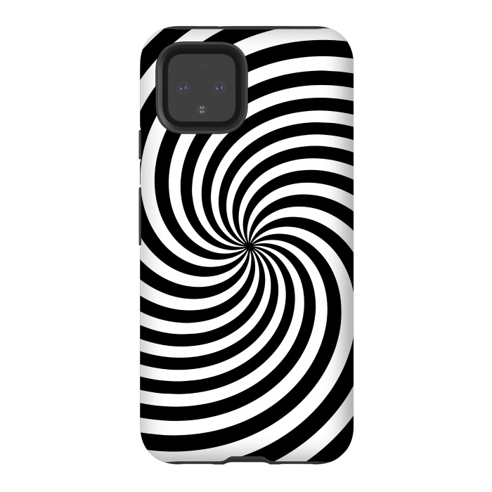 Pixel 4 StrongFit Concentric Spiral Op Art Black And White 2 by Andrea Haase