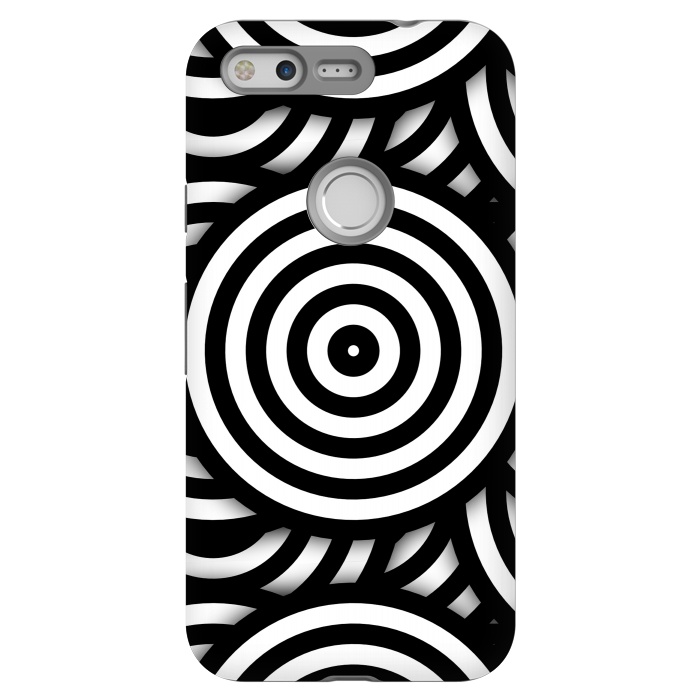 Pixel StrongFit Pop-Art Circle Pattern Black White 2 by Andrea Haase
