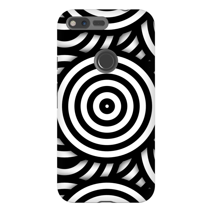 Pixel XL StrongFit Pop-Art Circle Pattern Black White 2 by Andrea Haase