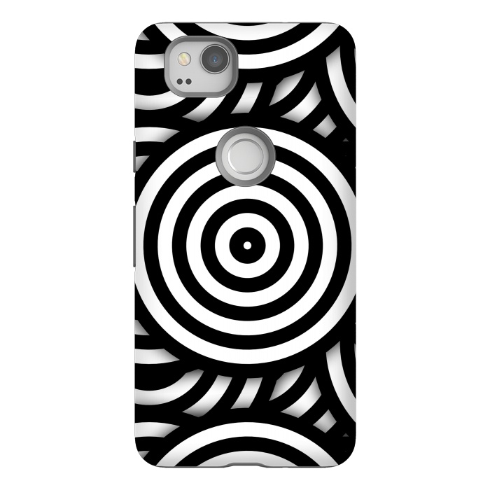 Pixel 2 StrongFit Pop-Art Circle Pattern Black White 2 by Andrea Haase