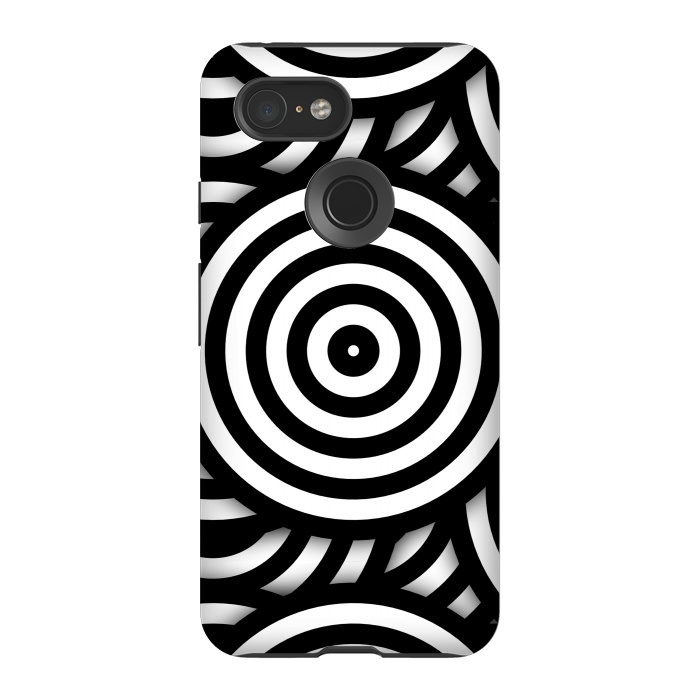 Pixel 3 StrongFit Pop-Art Circle Pattern Black White 2 by Andrea Haase