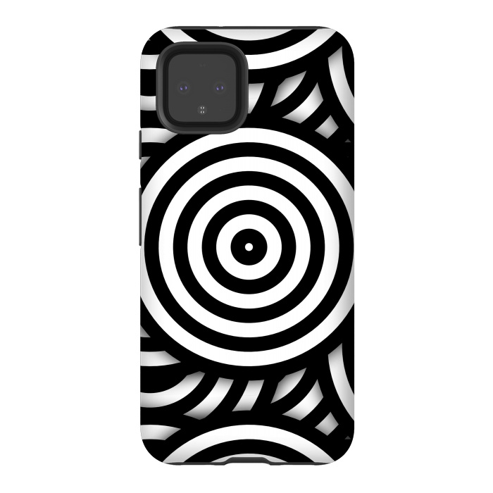 Pixel 4 StrongFit Pop-Art Circle Pattern Black White 2 by Andrea Haase