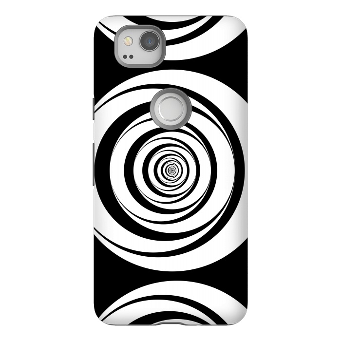 Pixel 2 StrongFit Concentric Circles Pop-Art Black White 2 by Andrea Haase